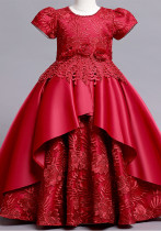 Girls' Dresses Children's Satin Embroidered Princess Dress Girls' Dresses Children's Satin Embroidered Princess Dress