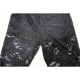 Summer Women Sexy Lace Pattern Turndown Collar See-Through Top and Pant Two-piece Set