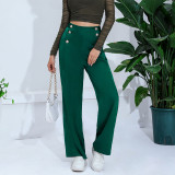 Women loose straight wide leg suit pants
