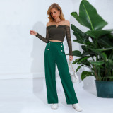 Women loose straight wide leg suit pants