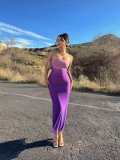 Women Summer Sexy Strapless Gradient Maxi Dress