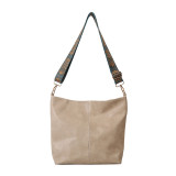 Women Solid PU-Leather Single Shoulder Handbag Single Shoulder Crossbody Bucket Bag