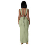 Summer Women Cow Shutter Lace Sleeveless Lace Backless Skirt Two-piece Set