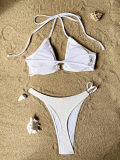 Women bikini Solid Lace-Up Backless Swimwear