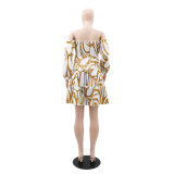 Off Shoulder Sexy long sleeves ruffled casual dress
