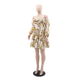 Off Shoulder Sexy long sleeves ruffled casual dress