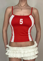 American style contrast color print camisole women's Basics sexy Low Back slim u-neck vest top