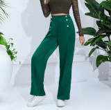 Women loose straight wide leg suit pants