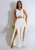 Fashion Casual split vest wide leg pants two-piece set