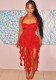 Solid color tassel Halter Neck women's fashion dress