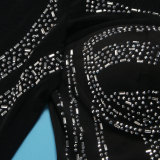 Sexy See-Through Beaded Mesh long sleeve Bodycon club dress