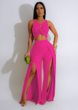 Fashion Casual split vest wide leg pants two-piece set