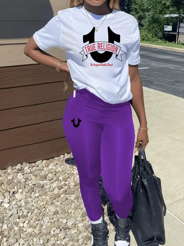 Spring summer women print casual short sleeve two piece pants sets