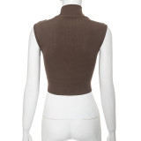 Women Summer Sexy Sleeveless Cross Hollow Crop Top