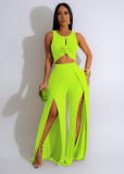 Fashion Casual split vest wide leg pants two-piece set