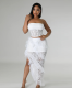 lace Strapless top irregular skirt solid color women two-piece set