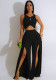 Fashion Casual split vest wide leg pants two-piece set
