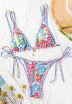 printed triangle lace-up sexy bikini swimsuit printed triangle lace-up sexy bikini swimsuit