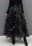 Women Retro Polka Dot Mesh Skirt