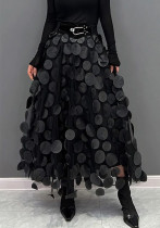 Women Retro Polka Dot Mesh Skirt