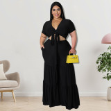 Plus size Women summer top and wide-leg pants two-piece