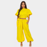 Women Lace-Up Top and Pant two-piece set
