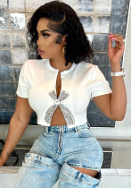 Women summer split beaded crop top Women summer split beaded crop top