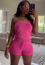 Women casual solid top and shorts two-piece Women casual solid top and shorts two-piece