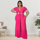 Plus size Women summer top and wide-leg pants two-piece