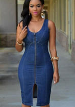 Women Sleeveless Denim Dress