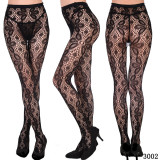 Women Vertical Stripe Hollow Lace Jacquard Basic Tights