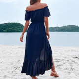 Summer Women Off Shoulder Ruffle Sleeve Irregular Dress