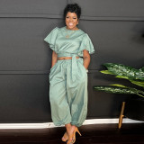 Women Lace-Up Top and Pant two-piece set