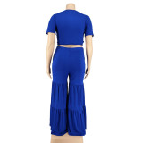 Plus size Women summer top and wide-leg pants two-piece