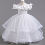 Girls' Dresses For Middle And Large Children's Puffy Mesh Princess Dress Trendy Evening Dress