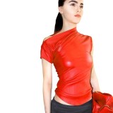 Women's Slash Shoulder Slim Leather Summer Street Trendy Off-Shoulder Top