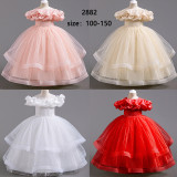 Girls' Dresses For Middle And Large Children's Puffy Mesh Princess Dress Trendy Evening Dress