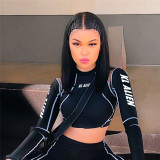 Spring Street Fashion Printing Mesh Patchwork Pullover Crop Tight Fitting Slim Top