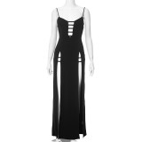 Women's Summer Sexy Strap Hollow High Slit Long Dress