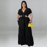 Plus size Women summer top and wide-leg pants two-piece