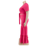 Plus size Women summer top and wide-leg pants two-piece