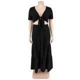 Plus size Women summer top and wide-leg pants two-piece