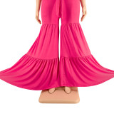 Plus size Women summer top and wide-leg pants two-piece