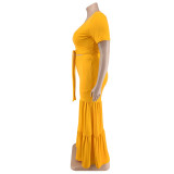 Plus size Women summer top and wide-leg pants two-piece