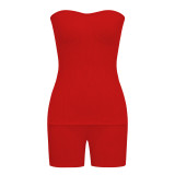 Knitting Ribbed Summer Solid Color Fashion Casual Suit