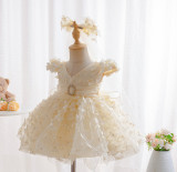 Puffy Tulle Flower Girl Dress Butterfly Flower Child Wedding Mesh Party Dress