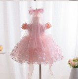 Puffy Tulle Flower Girl Dress Butterfly Flower Child Wedding Mesh Party Dress