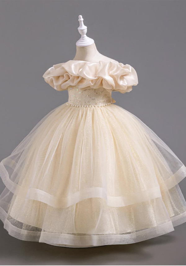 Girls' Dresses For Middle And Large Children's Puffy Mesh Princess Dress Trendy Evening Dress