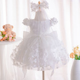 Puffy Tulle Flower Girl Dress Butterfly Flower Child Wedding Mesh Party Dress