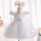 Puffy Tulle Flower Girl Dress Butterfly Flower Child Wedding Mesh Party Dress